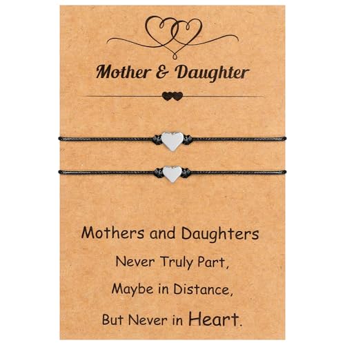 Image of EOBOH Mother's Day Gift Bracelets, Mother's Day Bracelets Adjustable Hearts Mother Daughter with Card, Love Mothers Day Gifts for Grandma Daughter Accessories