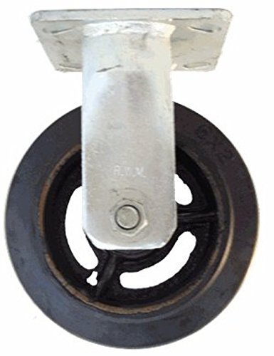 8" x 2" (8PRCR) Rigid Plate Caster, Mold on Rubber Wheel, 500 lbs Capacity