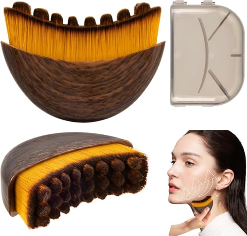 Image of Lymphatic Contour Face Brush for Sculpting & Drainage - Facial Massager for Jawline, Chin & Neck - Reduces Puffiness, Promotes Detox & Lift - Soft Bristles, Improves Skin Glow, Includes Travel Case - Pack of 1