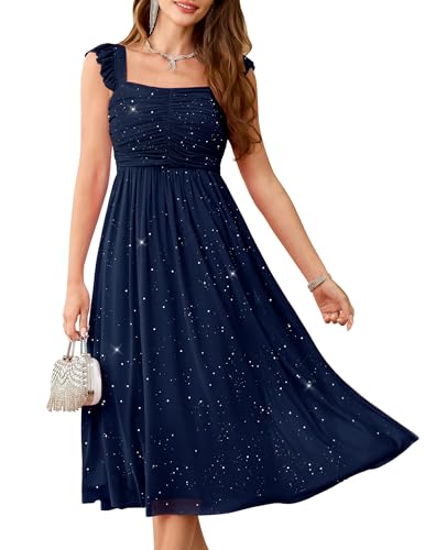 Wedtrend Women's Sparkly Sequin Dress Sleeveless 80s Prom Dress TulleSparkle