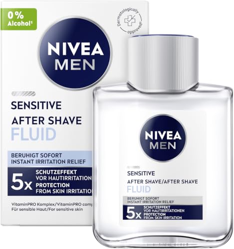 NIVEA MEN Sensitive After Shave Fluid Gesichtspflege nach der Rasur für empfindliche Männerhaut beruhigende Hautpflege zur Linderung von Hautirritationen (100 ml)