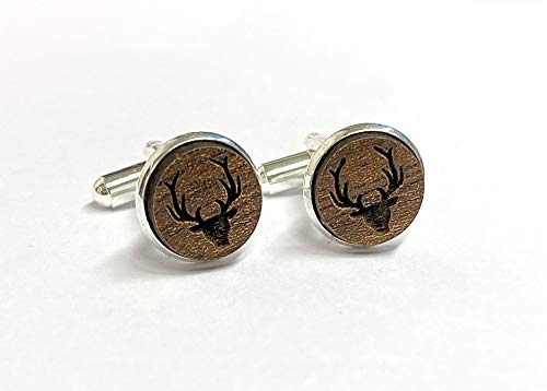 Manchetknopen heren hout hertenmanchetknopen bruiloft paar manchetknopen van natuurlijk hout - Image 3