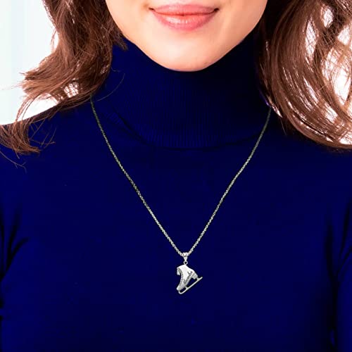 Personalized Name Sterling Silver Ice Skate Winter Sports Charm Figure Skating Pendant - Thumbnail 4