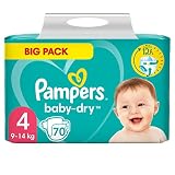 Pampers Baby Windeln Größe 4 (9-14kg) Baby-Dry, Maxi, 70 Windeln