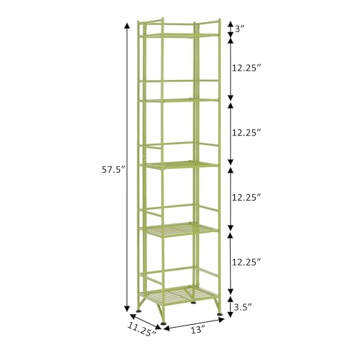 Image of Convenience Concepts Xtra Storage Shelves - 5-Tier Folding Metal Storage Shelves, Closet Organizer for Office, Laundry Room, Bedroom, Garage, Kitchen, Bathroom, Lime Green
