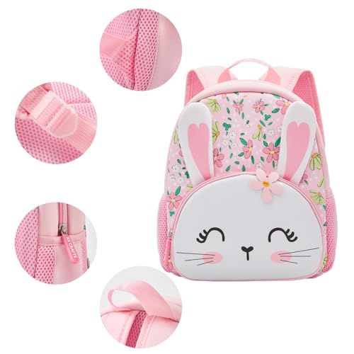 KK CRAFTS Preschool Backpack Toddler Neoprene Animal Schoolbag Lunch backpack for Kids Boys Girls(Floral Rabbit) by KK CRAFTS - Used condition - Image 5