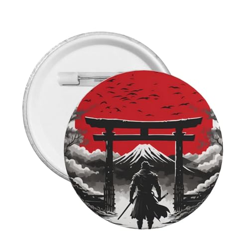 日本 武士 月光 ラゲッ かわいい漫画ボタンバッジ クラスメート用衣服装飾アクセサリー 友人パーティー用安全ピンバッジ M