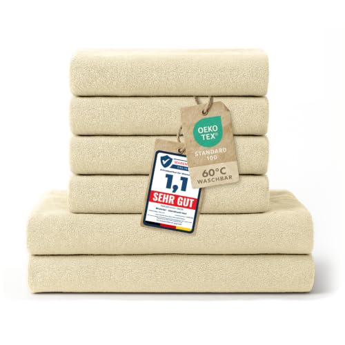 Blumtal Premium Frottier Handtücher Set 4 teilig 100% Baumwolle - Oeko-TEX zertifiziertes Badetuch 2X (70x140 cm) + Towel 4X (50x100 cm)… – Ansicht 1