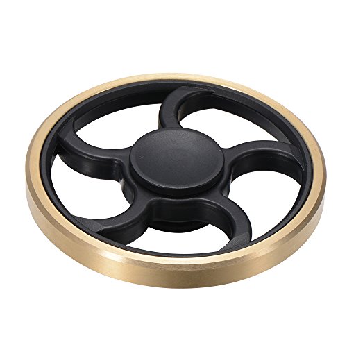 Tiitc Fidget Hand Spinner EDC Focus Anti-Anxiety Finger Toy, Fidget Work Ultra Fast Bearings, Relax for Children and Adults Great gift (Brass Black)