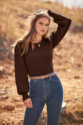 Image of MASCOMODA Womens Puff Long Sleeve Ribbed Sweater Bodysuits