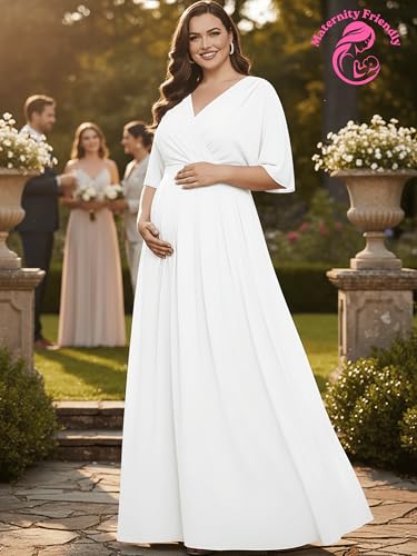Image of KOH KOH Womens Long Pleated Flowy Modest Evening Wedding Guest Maxi Dress