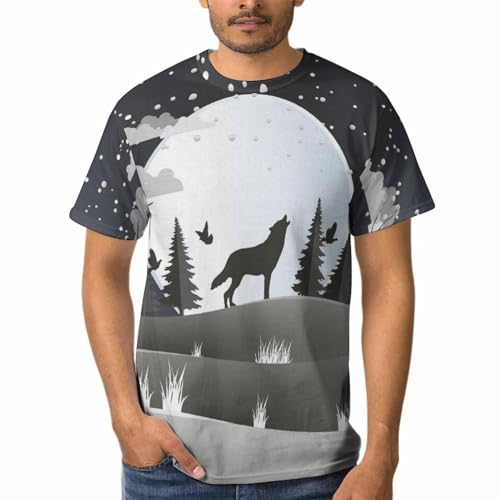 T-shirt loup hurlant homme col rond et chemise tshirt manches courtes casual
