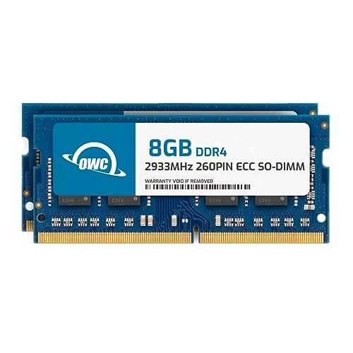 Image of OWC 16GB (2x8GB) DDR4 2933MHz PC4-23400 CL21 1RX8 ECC SO-DIMM 1.2V 260-pin Memory RAM | PC4-23400, ECC Unbuffered, 1Rx8, 1.2V, CL21, Compatible with Select Laptops, All-in-One Systems, and NAS Systems