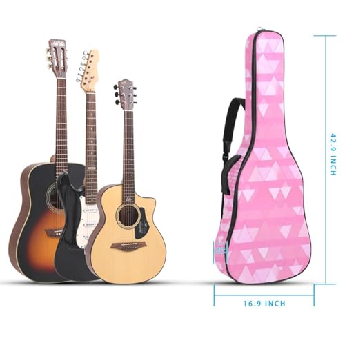Housse guitare acoustique 101,6 cm imperméable à motif triangle rose