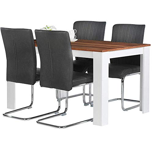 Bakaji Tavolo Sala Da Pranzo Cucina Forma Rettangolare Design Moderno In Legno Mdf Finitura In Melammina Dimensione 120 X 80 X 74 Cm Arredamento Casa (Bianco E Noce) - 3