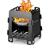 Lixada Camping Stove Wood Burning Stoves Portable Backpacking Stove Black Titanium Coating Alcohol Stove for Outdoor Camping Hiking Backpacking Picnic BBQ