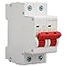 Circuit Breaker, 6000A Breaking Capacity 2P DC Power Switches Miniature Circuit Breaker for Solar Panels Grid System