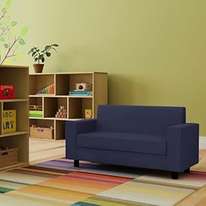 Factory direct partners softscape inspired playtime classic reading sofa childrens commercial grade upholstered furniture for home daycare preschool library comfy modern design navy 14473 nv  urban country home decor