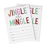 Expressionz Cafe Christmas Holiday Jingle & Mingle Celebrate 5x7 Invitations with Envelopes, Fill Out Cards for Wedding, Engagement, Bridal and Baby Shower, Birthday Party, (Pack of 25)