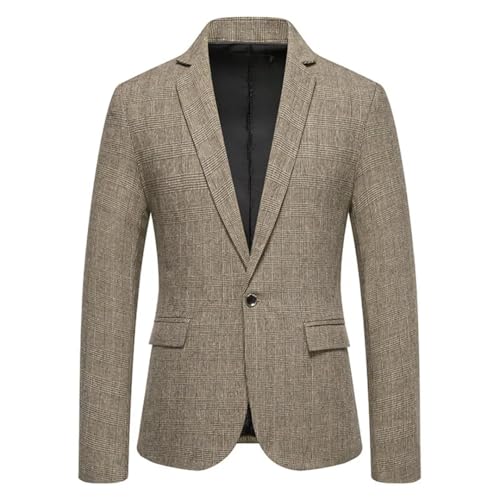 Men's Four-Season Casual Suit Jacket, Long-Sleeved, Classic Single-Button, Retro Plaid Blazer4