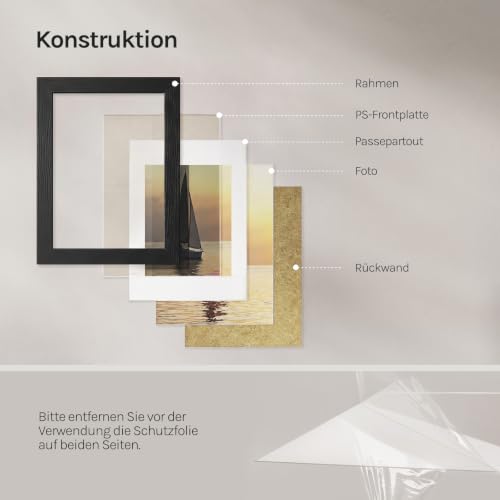 WOLTU Bilderrahmen 20x30, 5er set, MDF-Holz Fotorahmen mit Passepartout – Ansicht 4