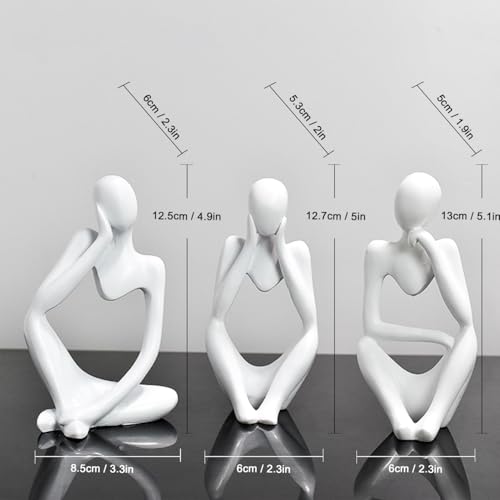 Estatuas Pensador Blancas Set 3 Piezas Resina Decoración miniatura 2