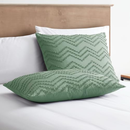 Image of Boho Bedding Queen Duvet Cover Set - Tufted Double Brushed Boho Duvet in Grey with Zipper Closure, 90x90 Inches and 2 Pillow Shams