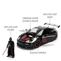 Jada Toys Star Wars Darth Vader Porsche 911 GT3 RS Die-Cast Auto 1:24 mit Figur, Türen und Motorhaube zum Öffnen, Freilauf, 19 cm – Schwarz – Ansicht 4