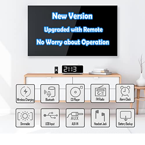 G Keni CD Player Dual Alarm Clock Radio, Bluetooth Boombox with Remote