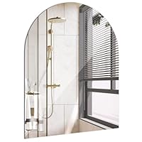 ROYUEXT Bogenspiegel selbstklebend fürs Badezimmer, 40×30cm rahmenloser Wandspiegel HD Bilder, dekorativer Wandspiegel für Wohnzimmer, Gäste-WC, Schlafzimmer, DIY