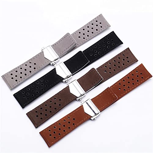 Bracelet de montre en cuir véritable pour TAG Heuer 20mm 22mm boucle déployante en vachette - 5