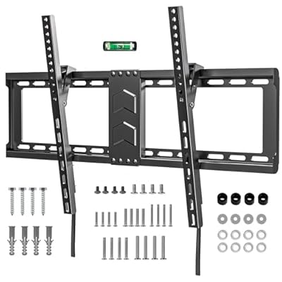 TV Wall Mount for Most 37-82 Inch, Low Profile Tilt Wall Mount TV Bracket for Flat/Curved TVs with Max VESA 600x400mm, Fits 16"-24" Studs Up to 132 lbs, Black
