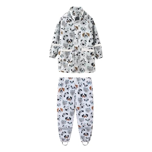 Kids Girls Hooded Rain Jackets Outfits Snap Button Thin Cartoon Waterproof Coats Pants Boys Lightweight Windbreaker Sets