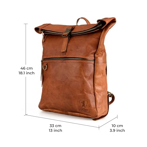 Berliner Bags Vintage Rucksack Utrecht XL aus Leder, Fahrradrucksack mit Laptopfach für Damen und Herren - Braun
