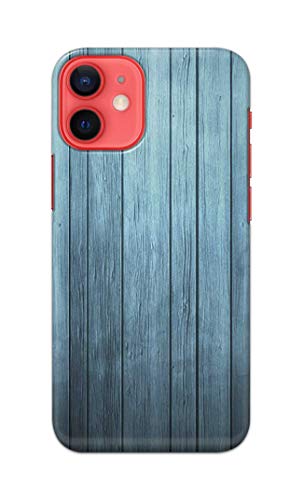 Image of Printed Hard Back Cover Case for Apple iPhone 12 Mini Back Cover (Wooden Blue) -1302