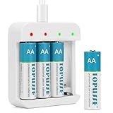 4 Pack 1.5V Rechargeable Lithium Batteries AA for Blink Camera, Long-Lasting Double A Size Battery 2800mWh with 2H Fast Charger (Independent Slot)