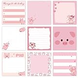 Saypacck 9 Pads Cute Sticky Notes Cartoon Animal Self Stick Notepads 3x3 Inches Notes Adhesive Memo Pad Office Decor Gifts for Students School Office Meeting(Piggy)