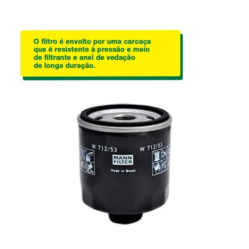 MANN-FILTER Original, Filtro do Óleo, W712/53 PARA VW GOL, GOLF, PARATI