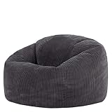 Icon Kingston XXL Sitzsack Cord, Dunkelgrau, Sitzsack Erwachsene mit Füllung, Bean Bag, Cord Sessel, Lounge Sessel, Lounge Stuhl, Schlafzimmer, Wohnzimmer, Wohnzimmer Möbel