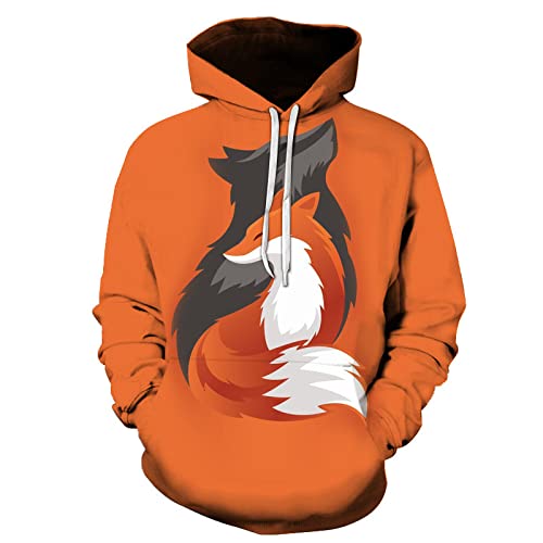 Hoodies,Anime Fox Hoodie Men's 3D Oversized Pullover Street Long Sleeve Tops Coat Fashion Unisex