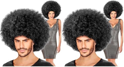 Peluca afro negra Jimmy maxi volumen para carnaval y fiesta temática pack de 2