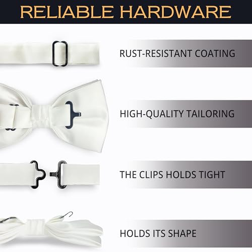 Image of Adam Young Men's Bow Ties Pre-Tied Style Formal Satin Classic Bowtie for Tuxedo Faux Silk
