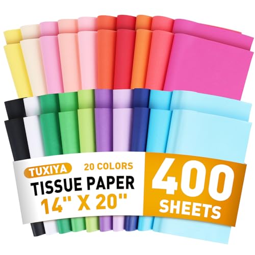 Image of TUXIYA 400 Sheets Tissue Paper,20-Color 14 inchX20 inch Tissue Paper for Gift Bags | Gift Tissue Paper Bulk for Crafts，Birthday Party,Flower Decoration,Colored Tissue Paper for Packaging