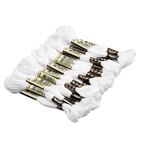 Acrice 25 Skeins White Embroidery Floss Black Embroidery Threads Cotton Cross Stitch Threads For Friendship Bracelet String And Diy Embroidery Project (25 Skeins White) #TOP1