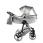 Original Junama Glitter Reisesysteme Kinderwagen 2in1 3in1 4in1 + Sonnenschirm + Originalzubehör Exclusive Prams… (4in1 mit ISOFIX basis, 03)