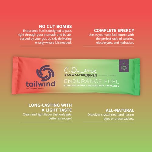 Image of Tailwind Nutrition Endurance Fuel, Grab-and-Go Sports Drink Powder Mix with Electrolytes, Non-GMO, Free of Soy, Dairy, and Gluten, Vegan-Friendly, Dauwaltermelon, Pack of 12