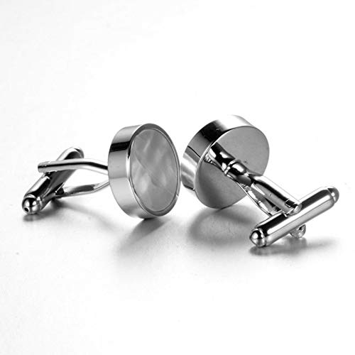 Mancuernillas redondas clásicas plateadas para hombre miniatura 5