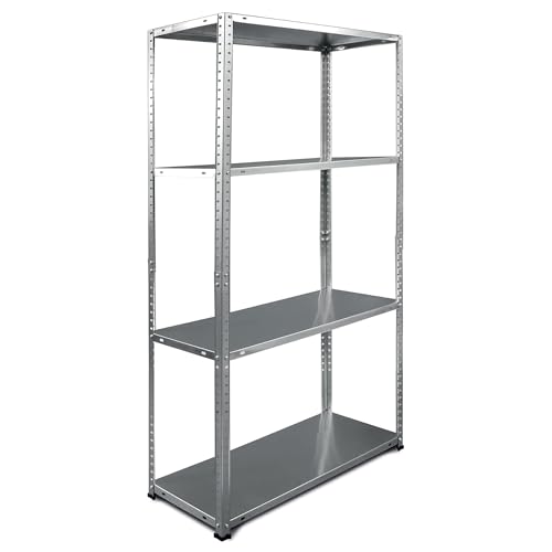RB BOSS Bolted Garage Shelving Units 145cm x 75cm x 30cm, 4-Tier Shelves, 45kg Load Per Shelf, Galvanised Steel Racking, Corrosion-Resistant Storage for Garage, Shed, Workshop & Home, Easy Assembly