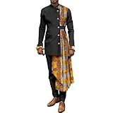 African Suit for Men Coat Long Sleeve 2 Piece Set Dashiki Ankara Print Patchwork Blazer Party Wedding Outfit TR6-V60 X-Large
