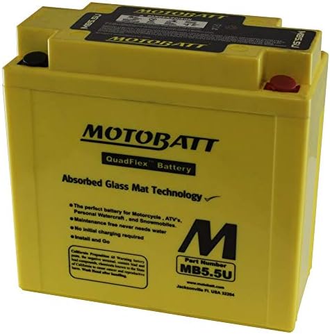 MotoBattMB5.5U Battery 12V 7A 105CCA Factory Activated Quadflex AGM Battery Mot
